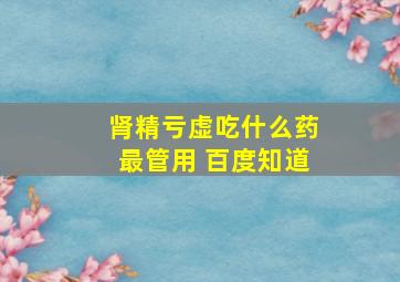 肾精亏虚吃什么药最管用 百度知道